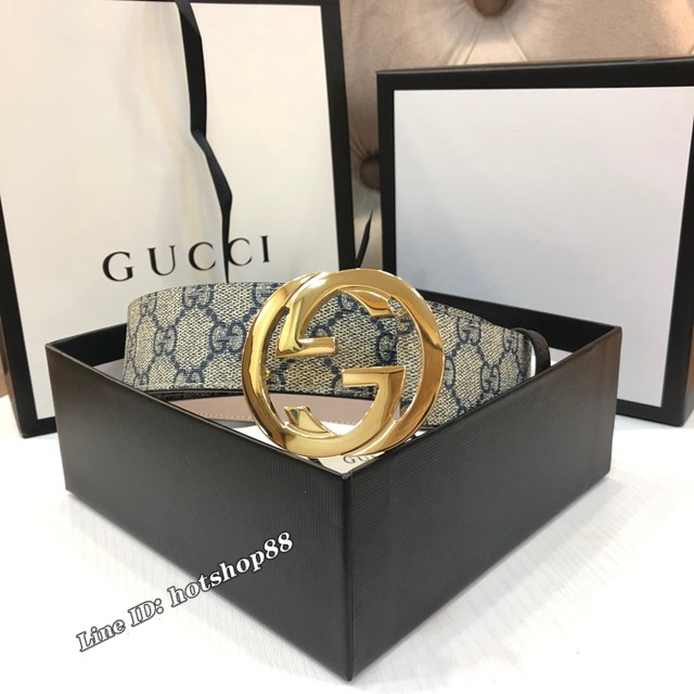 Gucci經典男士皮帶 古奇PVC人造帆布印花腰帶  jjp2517